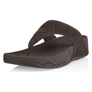 FitFlop Oasis Dark Brown Suede Thong Sandals Size 9